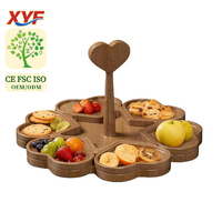 Houten serveerschaal met handvat, modern minimalistisch design voor thuisgebruik, fruit- en gedroogd fruit schaal, dessert presentatieschaal
