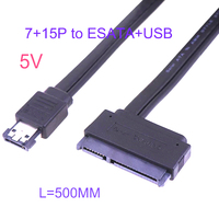 Cable USB SATA 22p a Power Esata, Compatible con 5v, 50cm, para Disco Duro de 2.5 Pulgadas, Cable Convertidor de Extensión