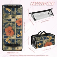 Sac de toilette de voyage personnalisé à imprimé tropical ananas hawaïen, avec quatre pochettes transparentes à fermeture éclair et design organisateur suspendu