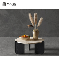 Dalle de marbre travertin naturel moderne Mars pour salon, meubles en pierre, tables basses rondes en travertin beige Cardin