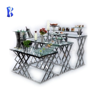 Okey Hospitality Buffet Furniture Nhà Hàng Thiết Kế Sang Trọng Hiện Đại Kim Loại Hình Chữ Nhật Thiết Bị Phục Vụ Bữa Tối Bàn Ăn Buffet - Product Image 3