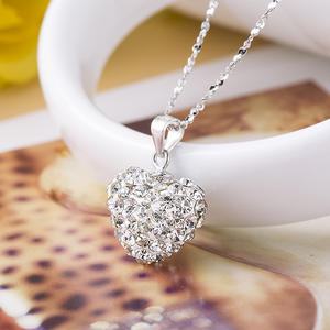 CDO02 925 plata esterlina sólida en forma de corazón <span class=keywords><strong>Shambala</strong></span> cuentas de cristal completo colgantes para collar mujeres niñas joyería - Product Image 5