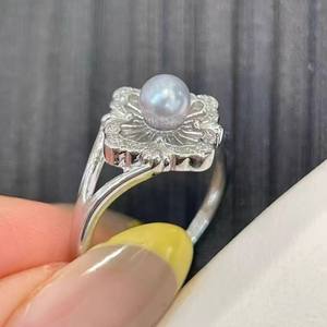 ขาตั้งเครื่องประดับเงิน DIY 10679 สำหรับลูกปัดกลมขนาด 7-9 มม. ขาตั้งแหวนเงินแท้ S925 แบบไม่มีลวดลาย พร้อมอุปกรณ์ตกแต่งแฟชั่นทันสมัย - Product Image 1