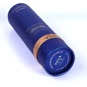 OEM özel silindir tüp hediye kutusu ambalaj lüks karton yeni stil mavi yuvarlak parfüm kozmetik silindir hediye kutusu