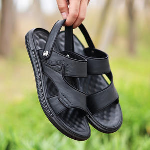Sandales d'été pour hommes 2026 |   Sandales de plage en cuir véritable antidérapantes à semelle souple pour la conduite et les occasions décontractées - Product Image 1
