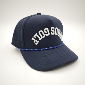 Không thấm nước <span class=keywords><strong>laser</strong></span> cắt lỗ đục lỗ Mũ Golf PVC 3D thêu logo tùy chỉnh cong vành 5 Bảng điều chỉnh thể thao Mũ bóng chày - Product Image 4