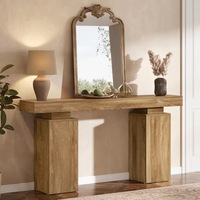 Bureau d'accueil informatique en bois massif d'orme recyclé Woodyoulike avec pieds cintrés, bureau de travail personnalisé pour bureau à domicile