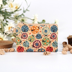 New Design Natural Classic Flowers Cork Paper <b>Small</b> Coin Wallet Biodegradable Durable Vintage Geometric Pattern Clutch Zipper - Product Image 4