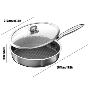 Triply Stainless Steel Frying <b>Pan</b> Non-Stick Coating Gas <b>Induction</b> Cooking 3 Layers Stainless Steel Saute <b>Pan</b> - Product Image 5