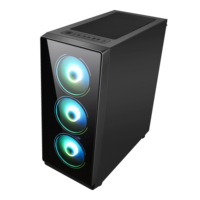 Boîtier PC de bureau AntarcChill en verre, format ATX, transparent RGB avec 7 emplacements, logo OEM et emballage, tour moyenne