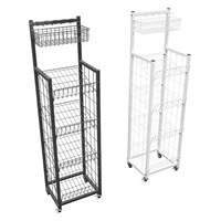 Étagère de sol en fil métallique léger à 4 niveaux pour magasin de détail, support pour chips de pommes de terre, biscuits, collations, panier en fil métallique, présentoir