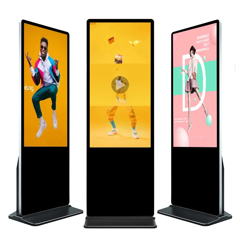 OEM 43 inç kat ayakta dijital tabela ekran standları Led reklam kapalı taşınabilir Poster Totem haneli tabela ekran
