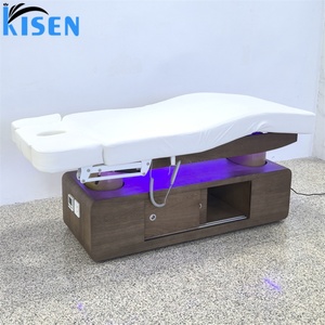 Kisen Luxury 4 Motor Hydraulic Beauty Bed Multifunctional Electric Recliner With Wooden Base Storage Adjustable Armrests - Product Image 3