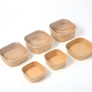 ชามกระดาษคราฟท์สี่เหลี่ยมย่อยสลายได้ทางชีวภาพ Upada Eco สำหรับใส่อาหารแบบนำกลับบ้าน ใช้กับไมโครเวฟได้ เหมาะสำหรับแคมป์ปิ้ง พร้อมฝาปิด มีตัวอย่างให้ทดลองฟรี - Product Image 2