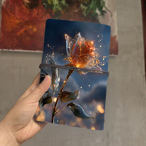 Carnet A6 avec <span class=keywords><strong>d</strong></span>écoration de feuille Cadeau <span class=keywords><strong>d</strong></span>'anniversaire de travail pour assistants administratifs avec verre comme rose avec Ef étincelant - Product Image 3
