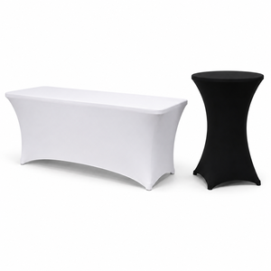 Wrinkle Less 6ft Rectangular Cocktail Spandex Modern Waterproof Eco-Friendly Stretch Fitted Table Cover for Hotel Dinner - Product Image 1