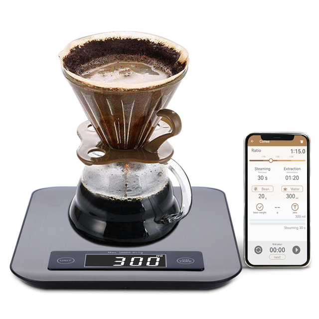 Canny 10kg 1g Accuracy Auto Power-off Function Smart App Coffee Scale Digital Stainless Steel Kitchen Scale