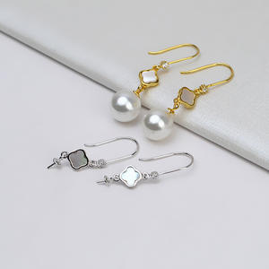 Boucles d'oreilles en argent S925 avec 8-12 perles, accessoires de coiffure pour femmes, fabrication artisanale, plateau vide 4973, bijoux en perles de luxe - Product Image 1