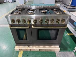 48 In. 7.0 Cu. Ft. Freestanding Dual Fuel Cooker 7 <b>Burner</b> Gas Cooktop <b>Electric</b> Convection Oven Stainless Steel Grey Household - Product Image 2