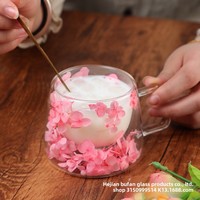 Fabricants OEM/ODM en gros – Tasses créatives en verre borosilicate à double paroi avec fleurs séchées, personnalisables