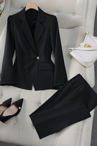 Ensemble Tailleur Femme Chic de Bureau pour <span class=keywords><strong>Entretien</strong></span>, Blazer et Pantalon Haut de Gamme, Veste de Carrière et Pantalon à Un Bouton - Product Image 3