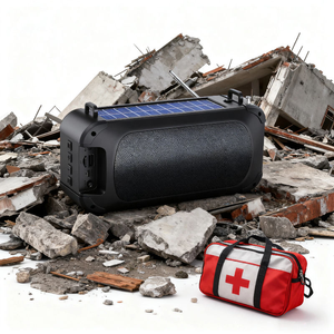 Radio solaire d'urgence Alecter avec haut-parleur Bluetooth, batterie 1200 mAh, portée 10 m, portable sans fil pour extérieur, 476 g, 66 mm, compatible carte TF/clé USB, camping - Product Image 3