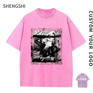 Camiseta SSC para adultos personalizada 320g Vintage Wash Trends Regular O-cuello Daily Soft con logotipo personalizado Camiseta de compra a granel para Unisex - Product Image 1