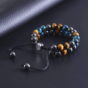 Pulsera de Triple Protección de 8MM con Piedras Naturales de Hematita y Ojo de Tigre, Pulseras de Yoga para la Buena Suerte y la Prosperidad para Hombres y Mujeres - Product Image 4