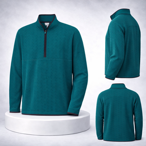 Pull jacquard à col zippé 1/4 en polyester et coton, design personnalisé, performance premium, collection Haute Tropic - Product Image 1