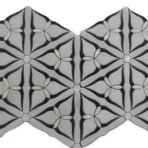 White black mother of pearl shell marble mosaic tile