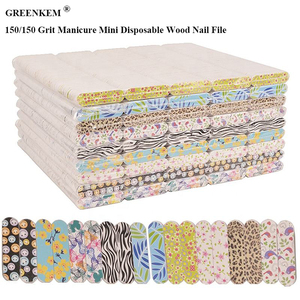 Free Sample Custom Design 150/150 Grit Manicure Emery Board Mini Nail File Disposable Small Wood Nail File