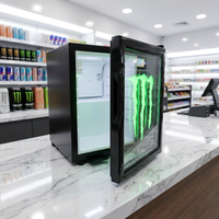 Équipement de réfrigération commerciale, mini-réfrigérateur de présentation pour boissons énergisantes, porte vitrée et logo LED personnalisé