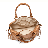 Sac à main Boston en cuir pour femme, personnalisé avec logo, fabrication OEM/ODM, étiquette privée, design à rivets et pompons, sac à bandoulière pour voyage et usage quotidien