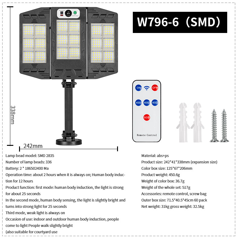 Lampione solare pieghevole W796-6 (SMD)