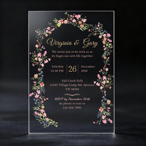 Invitations en acrylique personnalisées modernes pour <span class=keywords><strong>mariage</strong></span>, anniversaire, Quinceañera – Cartes d'invitation en verre acrylique sur mesure - Product Image 4