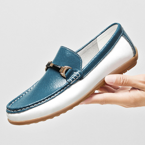 2323-4 2025 Recién llegado, zapatos de cuero genuino para hombres, zapatos casuales, zapatos náuticos con bloqueo de <span class=keywords><strong>Color</strong></span> - Product Image 4