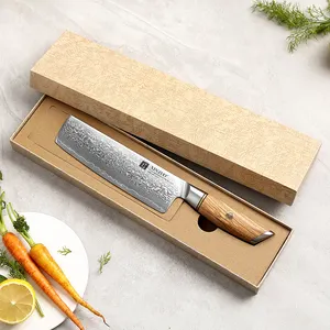 Japanese Damascus Knife Original Design Japanese Nakiri Knife Damascus Steel 73-Layer Handmade Olive Wood Handle Kitchen Sharp Vegetable Cutter