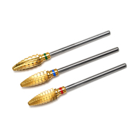 Broca de carburo de titanio premium para uñas, cono grande, corte recto, para eliminación rápida de esmalte en gel, brocas de carburo para taladro de uñas 3/32"