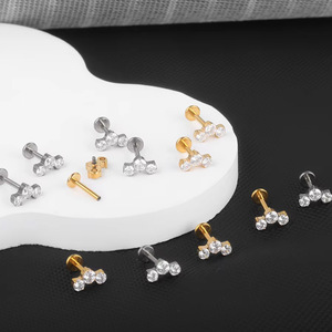 <b>Titanium</b> Flower <b>Stud</b> Earrings G23 Stainless Steel Piercing Jewelry For Ear Cartilage Lip Nose Body Jewelry Gift - Product Image 4