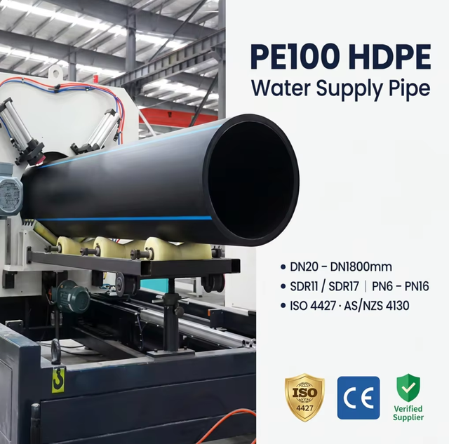 PE100 High Density Polyethylene HDPE Water Supply Pipe SDR11 SDR17 High Pressure Anti-Corrosion Tube for Drip Irrigation