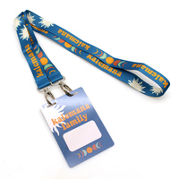 Tempat Kartu Identitas Plastik Keras Transparan Custom dari Pabrik, dengan Tali Lanyard untuk Hadiah Promosi dan Tempat Kartu Nama Kerja