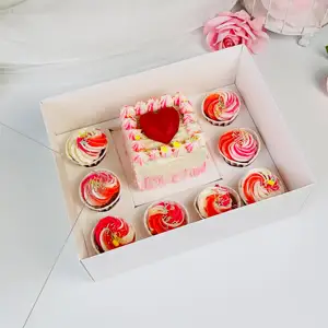 Bolos e cupcake Bento Boxes com tampa transparente e furos para cupcake, 100 unidades de doces para pastelaria
