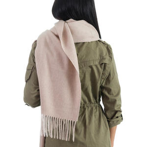 Mongolia Interior 100% chal de lana de cordero Real chal de lana de Color Beige sólido invierno grande grueso cálido estolas de lana para mujer - Product Image 3