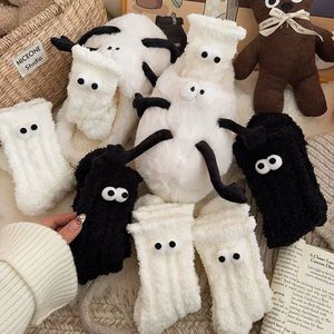 Calcetines de invierno gruesos con forro polar hasta la pantorrilla, con diseño de ojos, para dormir en casa, cálidos y afelpados para mujer - Product Image 2