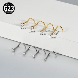 <span class=keywords><strong>Piercing</strong></span> de Nariz de <span class=keywords><strong>Titanio</strong></span> F136 G23, Estilo Barra Simple de 5 Formas, Joyería de Moda para el Cuerpo, Regalo de Boda - Product Image 4