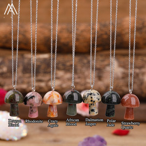 Collar de Piedras Preciosas con Forma de Hongo al <span class=keywords><strong>por</strong></span> Mayor, Cadena Chapada en <span class=keywords><strong>Oro</strong></span>, Colgante de Cristal, Gargantilla para Mujer, Joyerí<span class=keywords><strong>a</strong></span> Bohemia para Fiesta, Regalo - Product Image 3