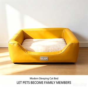 Cama para Mascotas con Forma de Zueco, Estructura de Madera Maciza, Cuero Impermeable, Patas de Madera, Cama Ortopédica Elevada para Perros, Antideslizante - Product Image 1