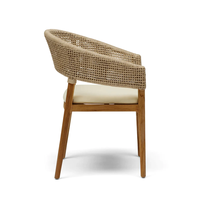 Chaise de salle à manger JP pour ensembles de restaurant, bois de teck avec rotin synthétique et coussin, mobilier d'extérieur, jardin en bois