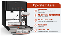 Four à convection numérique intelligent 10-en-1 et friteuse à air chaud 15L, électrique domestique en plastique avec écran LCD, sans huile