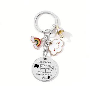 Porte-clés vintage classique en alliage d'acier inoxydable fait main, thème <span class=keywords><strong>m</strong></span>étéo, jours de pluie, encouragement, courage, souvenir - Product Image 2